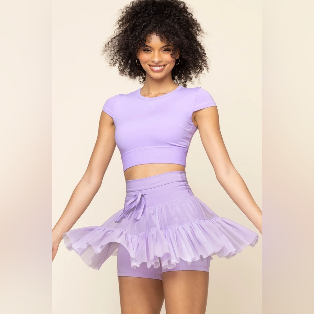 Women’s Mesh Pleated Tennis Skirt/Skort in Lavender size XL